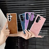 Недорогие Чехлы для Samsung-телефон Кейс для Назначение SSamsung Galaxy Z-образный сгиб 7 Z-сгиб 6 Z Fold 5 Z Fold 4 Z Fold 3 Кейс на заднюю панель Магнитный Защита от удара Ретро ТПУ Кожа PU