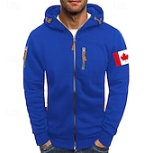 abordables sudaderas basicas hombre-Hombre Sudadera Sudadera con capucha y cremallera completa Negro Blanco Vino Verde Ejército Azul Marino Con Capucha Bandera Cremallera Bolsillo Deporte Diario Festivos Poliéster Ropa de calle Básico