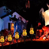 cheap Halloween Lights-Solar Power Halloween Pumpkin Garden Lamp Ghost Lights For Garden Yard All Saints&#039; Day Gravestone Garden Lawn Yard Patio Decorative Pathway Lights 1X 2X