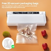 cheap Kitchen Utensils &amp; Gadgets-Food Storage Vacuum Sealer Machine, 75KPA Strong Suction, Dry/Wet Modes, 20 Vacuum Seal Bags for Food, Digital Countdown Timer, Compact Lightweight, Ideal for Home Kitchen Use