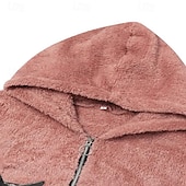 abordables Sudaderas forradas de forro polar-Mujer Chaqueta con capucha Mantiene abrigado Cómodo Retazos Cremallera Casual Gato Exterior Vacaciones Cremallera Largo Con Capucha Ajuste regular Manga Larga Ropa de calle Negro Rojo Verde Ejército