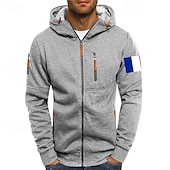 abordables sweats à capuche basiques pour hommes-Homme Sweat à capuche Sweat à capuche zippé intégral Veste de survêtement Noir Blanche Vin Vert Véronèse bleu marine À capuche Uni Zip Up Patchwork Poche Avant Sport &amp; Loisir Occasionnel Quotidien