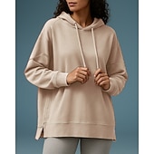 abordables Sudadera &amp; Sweatshirt-Mujer Tops casuales Sudadera con capucha Sudaderas Bolsillo Manga Larga Camiseta Ropa Deportiva Color sólido Protección Solar Resistente al Viento Senderismo Rutina de ejercicio De Deporte Ropa de
