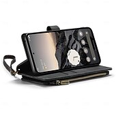 abordables Coques Samsung-téléphone Coque Pour Samsung Galaxy Pixel 8 Pro Pixel 9 Pixel 9a Étui Portefeuille Fermeture Éclair avec Lanière Support TPU faux cuir
