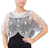 abordables Cape Châle-Écharpe Femme Élégant Protection solaire Manche Courte Dentelle Boléros de Mariage Avec Perlage Pour Mariage Été