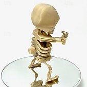 お買い得  ハロウィンの吊るし飾りとテーブルトップ装飾-面白いゼンマイ仕掛けのおもちゃ、ダンシングスケルトンマン、ゼンマイ式3Dプリントスケルトンヘッドおもちゃ、ハロウィンパーティーギフトや斬新な装飾に最適な楽しいデスクデコレーション