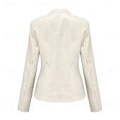 cheap Faux Leather Jackets-Women&#039;s Faux Leather Jacket Comfortable Pocket Full Zip Fashion Street Style Plain Outdoor Casual Daily Regular Stand Collar Regular Fit Long Sleeve Outerwear Red Green Beige Fall Winter