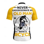baratos Camisolas masculinas-Homens Camisa para Ciclismo Manga Curta Moto Camisa / Roupas Para Esporte Blusas com 3 bolsos traseiros Resistente a UV Secagem Rápida Zíper Frontal Tiras Refletoras Amarelo Esportes Roupa