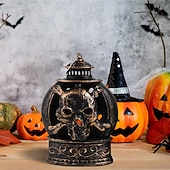 ieftine Halloween în interior-1 buc lumină de noapte în formă de craniu de dovleac zâmbitor din bronz argintiu de Halloween, pentru interior și exterior, pentru petreceri, groază și decor ciudat, lumină de atmosferă