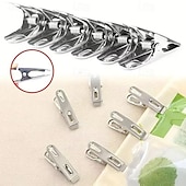 billige Lagring og oppbevaring-100 stk. klesklyper i rustfritt stål, sklisikre, vindtette klesklyper i metall, slitesterke rustbestandige klesklyper for innendørs bruk &amp;utendørs bruk, sokkeorganiseringsknagger med sterkt grep