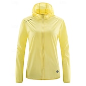 abordables Vestes de course-Femmes Veste de course Veste d&#039;extérieur Veste à capuche Cordon de serrage Poche à Fermeture Éclair manche longue Top Athleisure Coupe-vent UPF 50+ Respirant Pêche Randonnée Course Tenue de sport