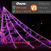 baratos Halloween interno-1 peça de lâmpada triangular luminosa de Halloween de 5m * 4,8m, roxa, laranja, aaa, à prova d&#039;água, com caixa de bateria, controle remoto, 250 contas de LED, luzes de decoração para pátio interno e