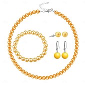 abordables Conjuntos de joyas-Los sistemas nupciales de la joyería 1 Perla Artificial 1 Brazalete Pendientes Collare Mujer Elegante Lujo Bonito Alegría Conjunto de joyas Para Ropa de fiesta de noche