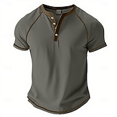 levne Ležérní tričko Henley-Pánské Tričko Henley Tričko Top Tričko ze směsi bavlny Krátký rukáv Barevné bloky Bez vzoru Retro Módní Designové Základní Kontrastní krajka Klínové rukávy Henley ulice Ležérní Běžné / Denní Léto