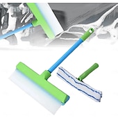 cheap Cleaning Supplies-3 in 1 Recyclable Silicone Window Squeegee Kit Glass Cleaning Tools with Silicone Squeegee &amp; Microfiber Scrubber for Home Shower Car Windshield Cleaning