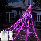 baratos Halloween interno-1 peça de lâmpada triangular luminosa de Halloween de 5m * 4,8m, roxa, laranja, aaa, à prova d&#039;água, com caixa de bateria, controle remoto, 250 contas de LED, luzes de decoração para pátio interno e