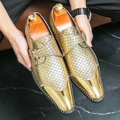 economico Formale-Scarpe da uomo con fibbia in oro metallizzato e cinturino alla caviglia – scarpe eleganti da festa con dettagli borchiati per eventi alla moda