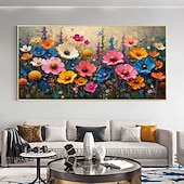 preiswerte Blumen-/Botanische Gemälde-handgemachtes Ölgemälde auf Leinwand, Wandkunst, Dekoration, abstraktes, farbenfrohes Blumengemälde, Blumengemälde für die Inneneinrichtung, gerolltes, rahmenloses, ungedehntes Gemälde