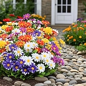 economico Fiore finti-10 fiori artificiali da esterno, decorazioni floreali in plastica, bouquet di margherite artificiali resistenti ai raggi UV, arbusti di fiori artificiali per casa, hotel, ufficio, feste di matrimonio,