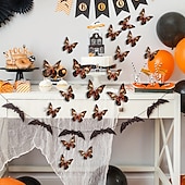 olcso Halloween-Halloween 3D csontváz pillangó faldekoráció - 12 db py3041 matrica háttérként