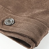 abordables Vestes en Suède Synthétique-Homme Veste Légère Veste en faux suède Vacances Quotidien Avec Poches Printemps Automne Uni Mode Classique Revers Régulier Noir Kaki Café Gris Veste