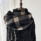 abordables Chales y pañuelos de mujer-Mujer Bufanda Rectangular Bufandas de mujer Calle Diario Cita Camello Negro Amarillo Bufanda Plaid