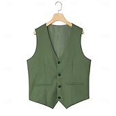abordables Costumes de mariage-Costumes de mariage pour hommes Affaires Noire Sauge Mode Formelle Été Couleur unie Coupe standard 3 pièces Simple bouton Deux boutons