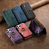 お買い得  iPhone用ケース-電話 ケース 用途 iPhone 16 Pro Max プラス iPhone 16 iPhone 16プラス iPhone 16プロ iPhone15 iPhone 15 Pro Max iPhone 15 14 Pro Max Plus iPhone 13 Pro Max ウォレットカードケース ジッパ－ キックスタンド カード挿入口 レトロ風 TPU ナイロン PUレザー