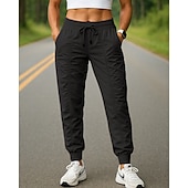 billiga Löparbyxor och tights-Dam Joggingbyxor Träningsbyxor Ficka Snörning Hög midja Underdelar Fritids- Gym Träningspass Snabb tork Fuktabsorberande Andningsfunktion Gymträning Utomhus Löpning Normal Sportkläder Sportkläder