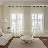 preiswerte Sofabezug-Curtian Drapes, bestickte transparente Vorhänge mit 3D-Blumenapplikation, handgefertigte Tüllvorhänge für Wohnzimmer, Schlafzimmer oder Balkon, moderne minimalistische Fensterpaneele, fertig zum