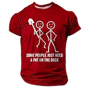 cheap Men&#039;s Funny T shirts-Men&#039;s Some People Just Need A Pat On The Back T Shirt Short Sleeve T shirt 3D Print Crew Neck Shirt Fashion Daily Basic Street Casual Daily Black Red Blue Clothing Apparel
