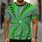 voordelige 3D T-shirts-Voor heren Geometrisch 3D Print 3D T-shirt Korte mouw T-shirt 3D-afdrukken Strakke ronde hals Overhemd overdreven Ontwerper Feest Straat Casual Geel Marineblauw blauw Zomer Lente Alle seizoenen