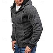economico Felpa con cappuccio in pile-Per uomo Felpa con cappuccio Felpa con zip Felpa con cappuccio in pile Nero Grigio chiaro Grigio scuro Con Cappuccio Semplice Con zip Tasca Frontale Sport &amp; Outdoor Casuale Quotidiano Streetwear Cool