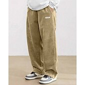 baratos calça casual-Homens Calças de Veludo Calças Calça casual Bolsos Cintura elástica Com Cordão Tecido Conforto Esportes Diário Moda Casual Preto Branco Micro-Elástica
