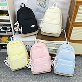 Недорогие Рюкзаки для колледжа-милый школьный рюкзак пастельных тонов для девочек – легкий водонепроницаемый рюкзак с плюшевой подвеской для начальной и средней школы