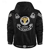 preiswerte Sportjacke-Herren Outdoorjacke Freizeitjacke Urlaub Täglich Winddicht Warm Tasche Herbst Winter Druck Mode Klassisch Mit Kapuze Regulär Schwarz Weiß Jacken