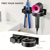 preiswerte Aufbewahrung &amp; Organisation-Wandmontierter Organizer für Haarwerkzeuge, Badezimmer-Aufbewahrungshalter ohne Bohren für Haartrockner und Glätteisen &amp;Lockenstab, leichter 300 g Haar-Accessoire-Ständer mit Handtuchhaken, passt zu