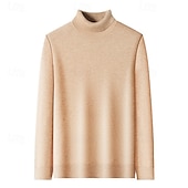 billige genser for menn-Herre Turtleneck genser Pullover genser Julegenser Riflet Strikke Vanlige topper Strikket عادي Rullekrage Hold Varm Moderne Moderne Dagligdagstøy Ut på byen Klær Høst Vinter Kamel Svart S M L