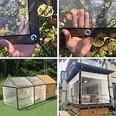 ieftine Protecție solară-Prelată impermeabilă transparentă, husă impermeabilă, material îmbunătățit de înaltă calitate, cu margini rezistente la rupere, pentru camping în aer liber, terasă, picnic, carport, grădină, balcon și