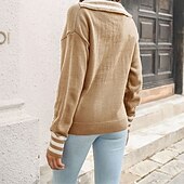 abordables Motifs graphiques et détails-Femmes Pull Occasionnel Bloc de Couleur Épais Col en V Tricoté manche longue Hauts Réguliers Tricoter Quotidien Fête Sortir Noir Jaune Automne Hiver