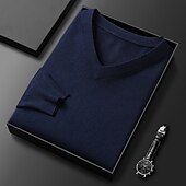 preiswerte Herrenpullover-Herren Weihnachtspullover Pullover Strickpullover Gerippt Stricken Normale Oberteile Gestrickt Einfach V Ausschnitt Mode Basic Urlaub Alltagskleidung Bekleidung Herbst Winter Kamel Wein S M L