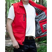 economico Gilet-Per uomo Gilet All&#039;aperto Quotidiano Moda Casual Primavera Autunno Tasca Poliestere Confortevole Semplice Cerniera Collo alla coreana Vestibilità regolare Nero Rosso Blu Cachi Gilet