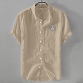 economico Classico-Per uomo Camicia Camicia di lino Camicia Estiva Camicia da Spiaggia Camicia con Bottoni Girasoli Vacanza Casuale Bianco Verde chiaro Rosa Blu Manica Corta Collo ripiegato Estate Abbigliamento