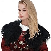preiswerte Umhänge &amp; Mäntel-Retro Vintage Mittelalterlich Renaissance Umhang Schals Kunstpelzkostüm Krieger Wikinger Damen Vikinger Halloween Karneval Leistung Party LARP Erwachsene Schal