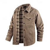 abordables Vestes Cargo-Homme Veste Légère Veste Décontractée Veste en Jean Vacances Quotidien Avec Poches Automne Hiver Uni Mode Classique Revers Régulier Noir Marron Vert Bleu de minuit Bleu clair Veste