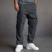 abordables Pantalones de deporte-Hombre Pantalones cargo Pantalones de lana Pantalones de Deporte Persona que practica jogging Pantalones Cintura elástica Correa Multi bolsillo Color sólido Plano Resistente al Viento Al Aire Libre