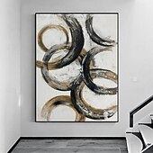 abordables Peintures Abstraites-Peinture à l&#039;huile faite à la main sur toile, décoration murale, cercle simple, abstrait, pour la décoration intérieure, cadre tendu, peinture suspendue/enroulée, sans cadre, peinture non étirée
