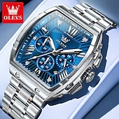 abordables Montres à quartz-OLEVS Hommes Montre à quartz Luxe Grand cadran Affaires Montre-bracelet Lumineux Calendrier IMPERMÉABLE Bracelet en acier inoxydable Suivre
