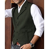 abordables Chalecos-Hombre Chaleco Vacaciones Fiesta Negocio Moda Casual Verano Primavera Bolsillo Botones Poliéster Cómodo Plano Recto 1 botón Diseño Ajuste regular Azul Marino Verde Oscuro Café Gris Chaleco