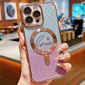 voordelige iPhone-hoesjes-telefoon hoesje Voor iPhone 16 15 14 Pro Max Plus iPhone 16e iPhone 13 Pro Max Achterkant Ondersteuning draadloos opladen Niet-vergelend Bling glitter glanzend Kleurgradatie